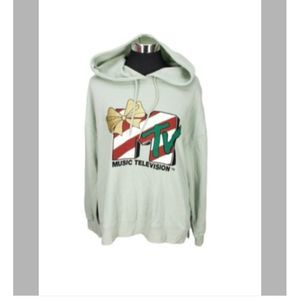 Viacom MTV Mint Green‎ Music Television Christmas Size XXL Hoodie